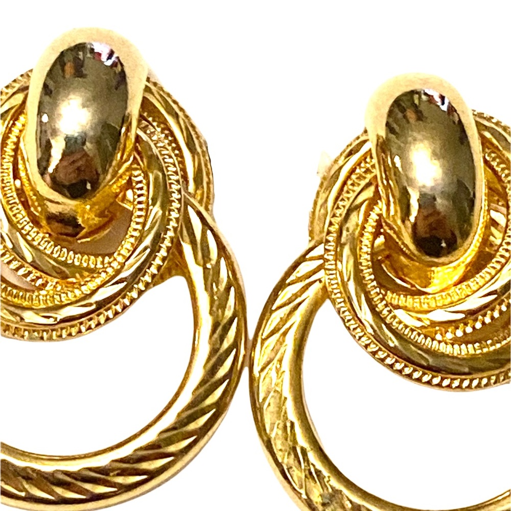 Vintage Gold Door Knocker Earrings - Picture 3 of 3